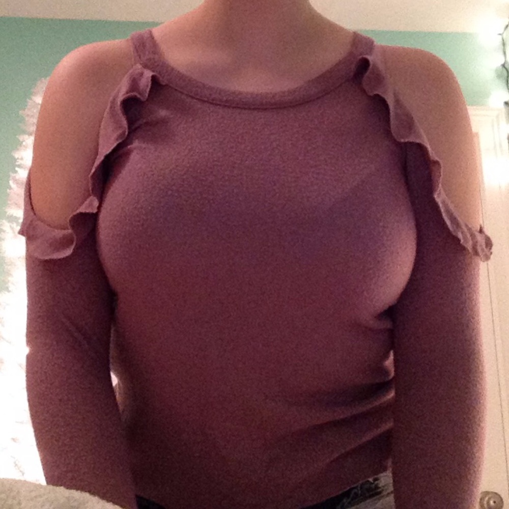 AE soft and sexy purple cold sholder top